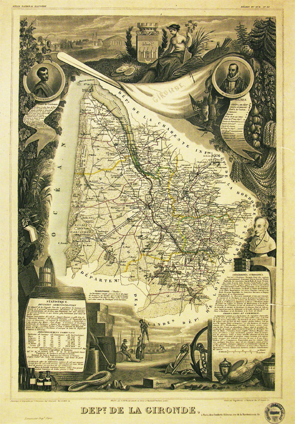 Carte de la Gironde 1852